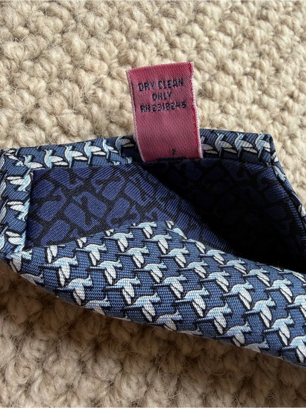 Teen Vineyard Vines Blue Tie with Light Blue Hummingbird Pattern